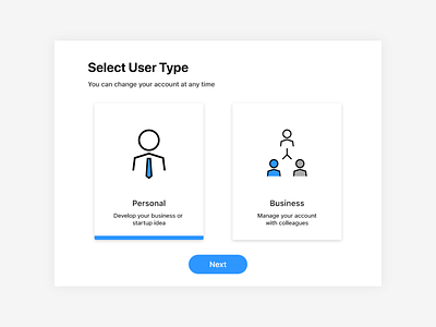 Select User Type — 064 #dailyui