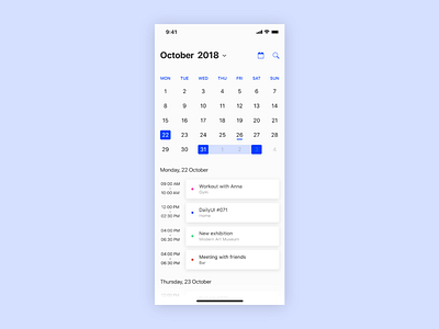 Schedule — 071 #dailyui