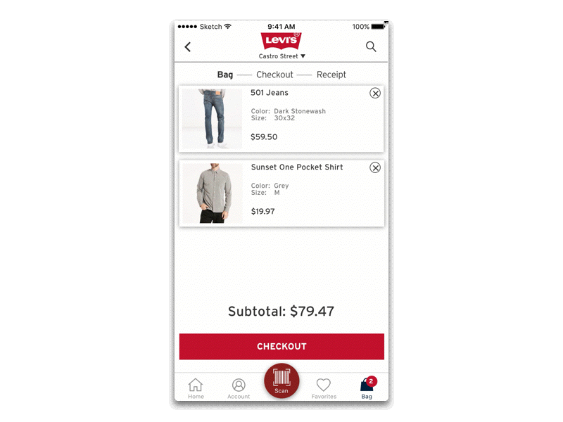 Levi's Scan Self-Checkout Screens Animation