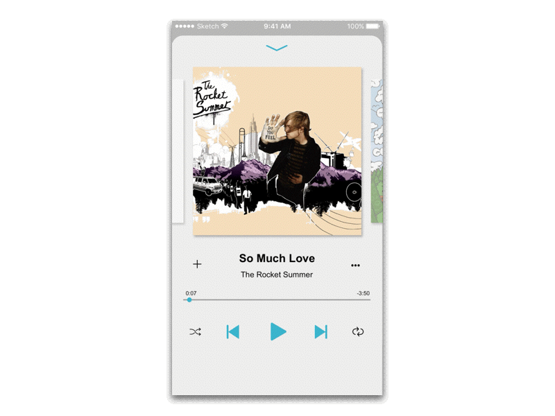 Music Player animation apple music interaction design media player music player principle relient k sketch spotify sunrise skater kids the rocket summer
