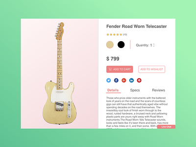 Music E-Commerce Shop Product Page daily ui ecommerce electric guitar fender telecaster guitar telecaster