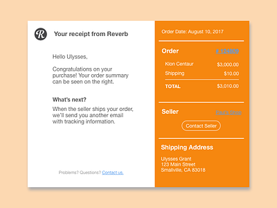 Email Receipt for Reverb Order daily ui ecommerce email receipt reverb reverb.com