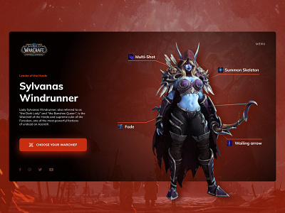 sylvanas windrunner battlefor azeroth design hero heroscreen landing landing design mainpage minimal minimalism sylvanas ui warchief web world of warcraft wow