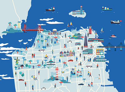 Dockercon San Francisco adobe illustrator artdirector color palette docker graphicdesign illustration illustration art map san francisco