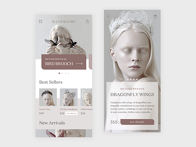 Handmade Mobile app clean ui design ecommerce ecommerce app ecommerce design ecommerce shop ios iphone x minimal mobile app mobile design mobile ui powder shop ui ux white