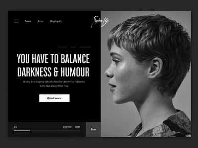 Sophia Lillis Official Website animated animation black blackandwhite branding design minimal monochrome ui ux web website white