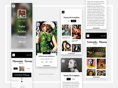 DailyArt App Concept app concept design dailyart design fine art fineart ios iphone app iphone x iphonex minimal mobile app mobile design mobile ui redesign typography ui ux