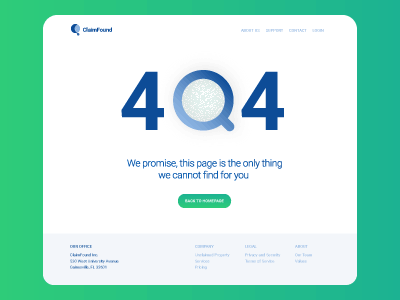Error page for ClaimFoun