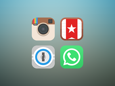 Flat icons 1password app icon flat icon instagram ios7 whatsapp wunderlist