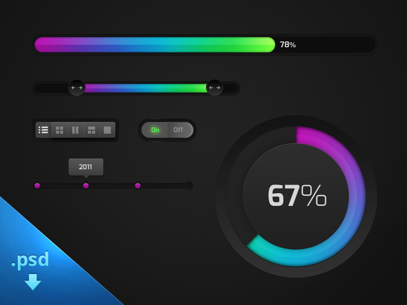 Clean UI Kit - Freebie progress buttons switch timeline dots circle progress progress bar freebie psd
