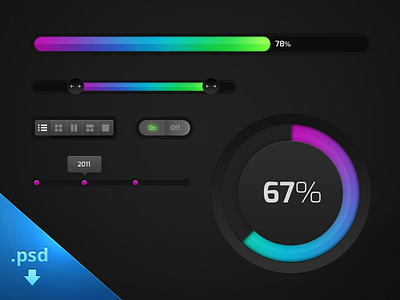 Clean UI Kit - Freebie buttons circle progress dots freebie progress progress bar psd switch timeline