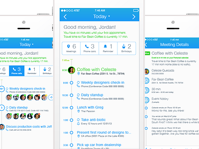 Reimagined Cue for iOS7 cue ios7 meeting planner schedule today