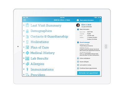 PHR V 2.0 app dashboard demographics ehr health ipad lab results patient personal health phr