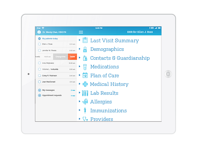 PHR V2.0 Provider app dashboard demographics ehr health ipad lab results patient personal health phr provider