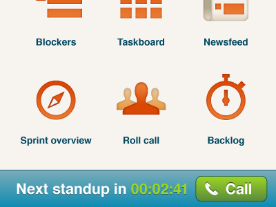 Standup dashboard agile app concept dashboard day job icons iphone personal