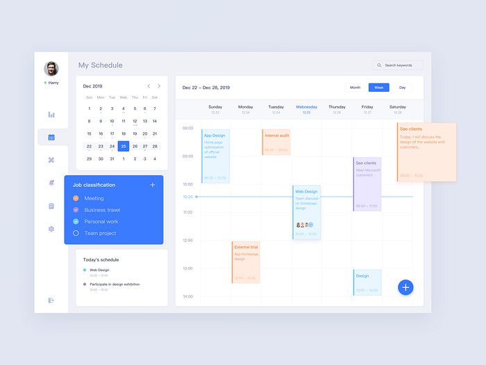 dashboard / schedule by Harry on Dribbble