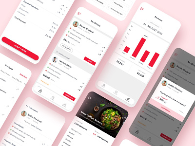 Vendor App app app design application booking design flat minimal new order red restaurant ui vendor app