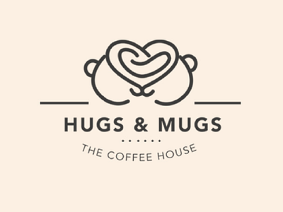 Hugs and Mugs Logo character coffee coffee cup hugs icon logo logodesign logotype mugs