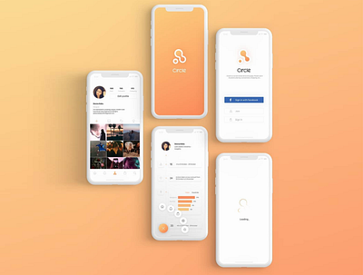 CIRCLE - Social Media App analytics android floating button instagram interactiondesign ios loading login logo mobile app orange product design profile uiux