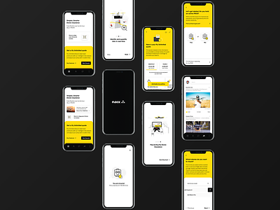 Flock (Redesigning the Insurance) - Case Study android branding dark drone ecommerce futuristic icons illustration insurance interaction ios microinteraction minimal mobile pilot product design research ui ux yellow