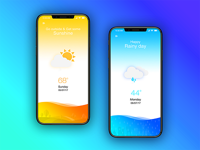 Weather App illustration interaction minimal mobile rain seasons sun uiux weather app