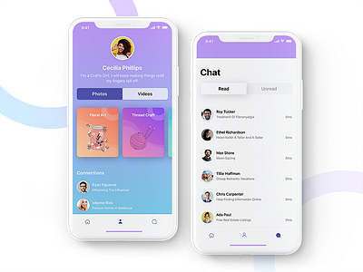 IOS App for Showcasing Talent! android cards gradient illustration ios iphonex minimal profile search talent search uiux