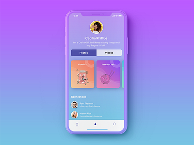 Mobile App for Showcasing Talent android blue colorful interaction ios mobile product design showcase social media talent ui ux