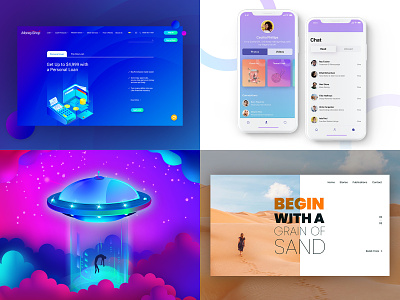 Top4Shots on @Dribbble from 2018 blue branding colourful explore gradient illustration interaction ios minimal mobile product design travel ui ux website