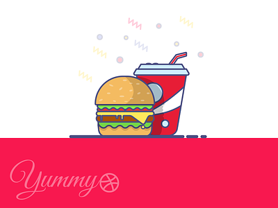 Burger & Drinks illustration