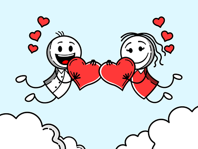 Valentine's Day Romantic Illustration cartoon concept couple graphic heart illustration love romantic valentine valentine day valentines
