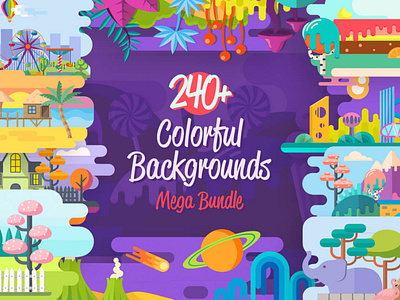 240+ Colorful Backgrounds - Mega Bundle art background background art background design background illustration backgrounds bundle cartoon collection colorful design flat graphic illustration vector vector art vector illustration