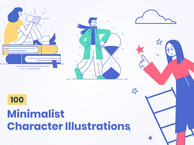 100 Minimalist character illustrations character character design characterdesign collection concept design flat graphic illustration minimalist ui ux vector web design