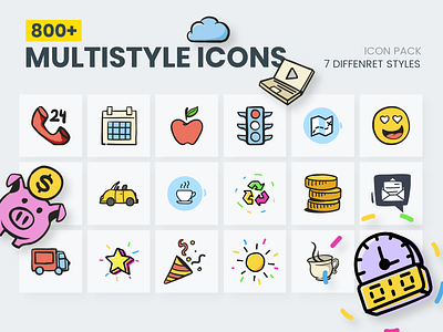 Multi-Style Icons Mega Bundle art cartoon cartoon icon collection colorful design flat graphic icon icon design icon set icons icons design icons pack ui ux vector