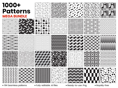 Seamless Pattern Designs Mega Bundle abstract bundle floral geometry grunge memphis pattern pattern design seamless seamless pattern set texture wood