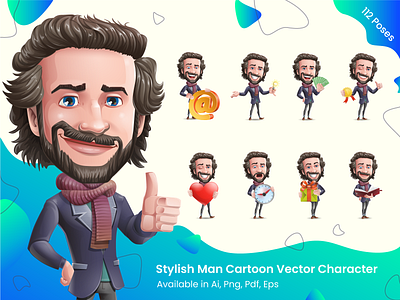 Stylish Vector Character Illustration Set cartoon cartoon character cartoon illustration character character design collection colorful cool design elegant graphic illustration male man modern set stylish vector vector character vector illustration