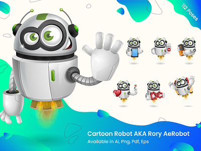 Robot Cartoon Character Set