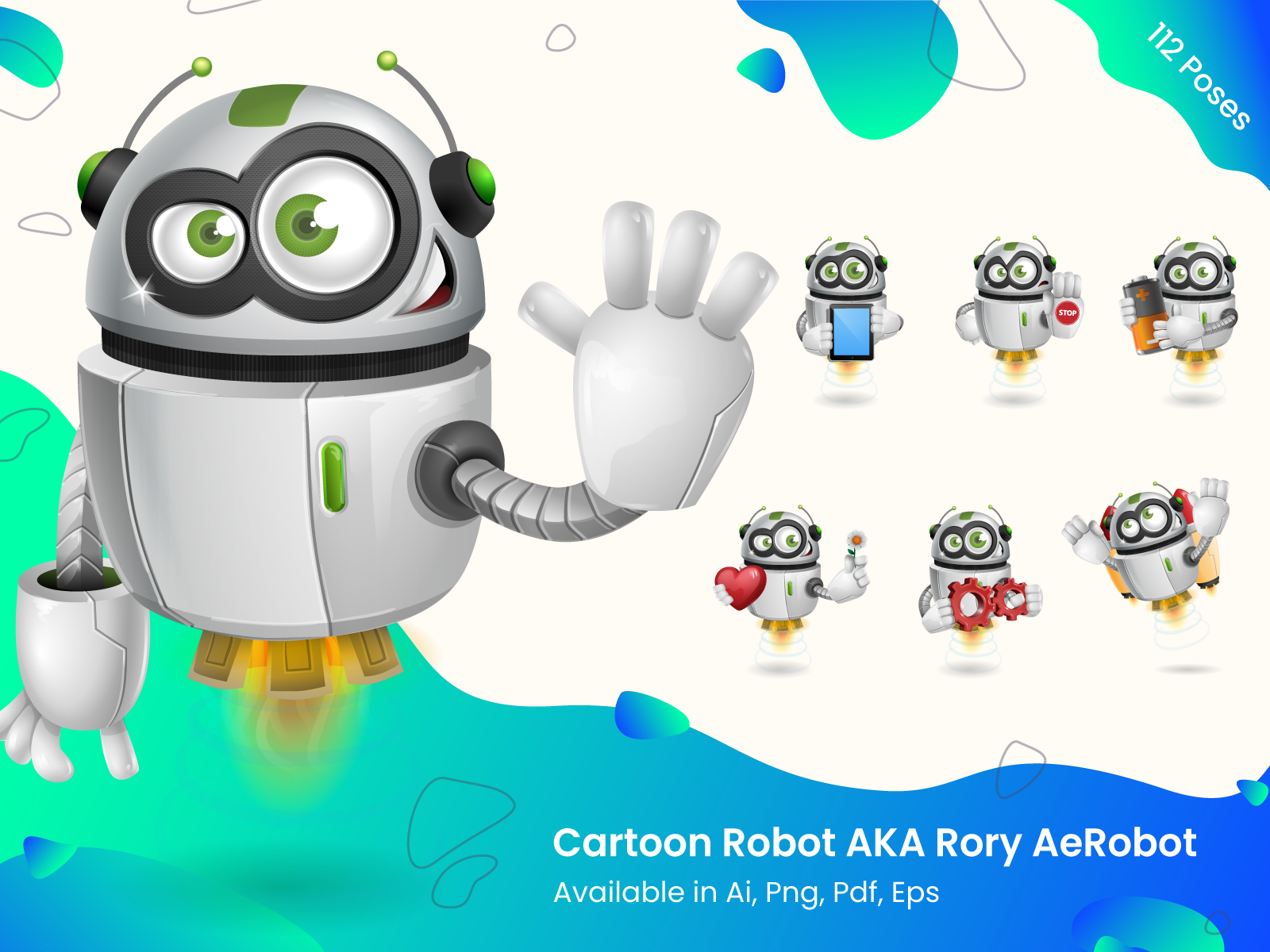 Robot Cartoon Character Set by GraphicMama on Dribbble