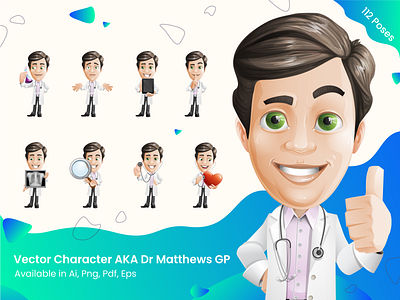 Doctor Character Illustration Set in 112 Poses cartoon character dental doctor doctor appointment doctors download gp graphic health healthcare hospital illustration mascot medical medical care medicine pharmacy surgeon vector