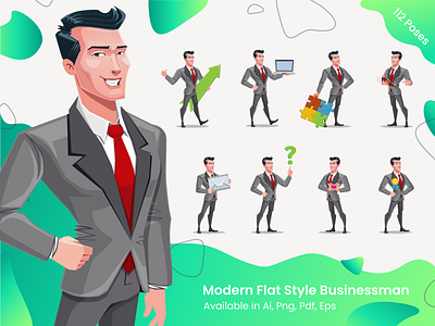 Modern Flat Style Businessman Character Design