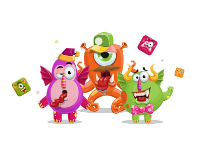 Monster characters avatar cartoon creation creature graphic illustration kit monster vector