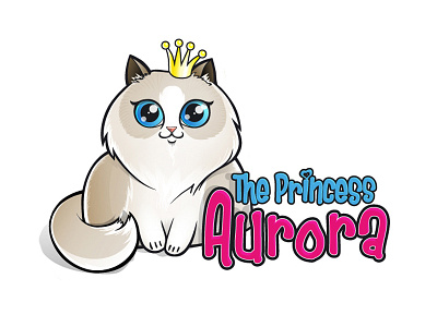 Illustration of Instagram cat star - Aurora Purr animal aurora cartoon cat character design illustration instagram princess purr vector