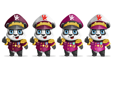 Panda captain cartoon character art cartoon character children friendly illustration panda smile thumbsup vector