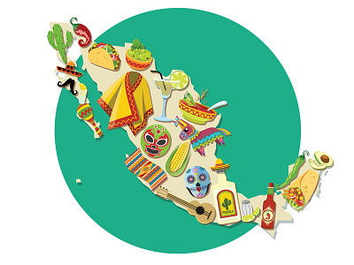 Culture of Mexico - colorful illustration