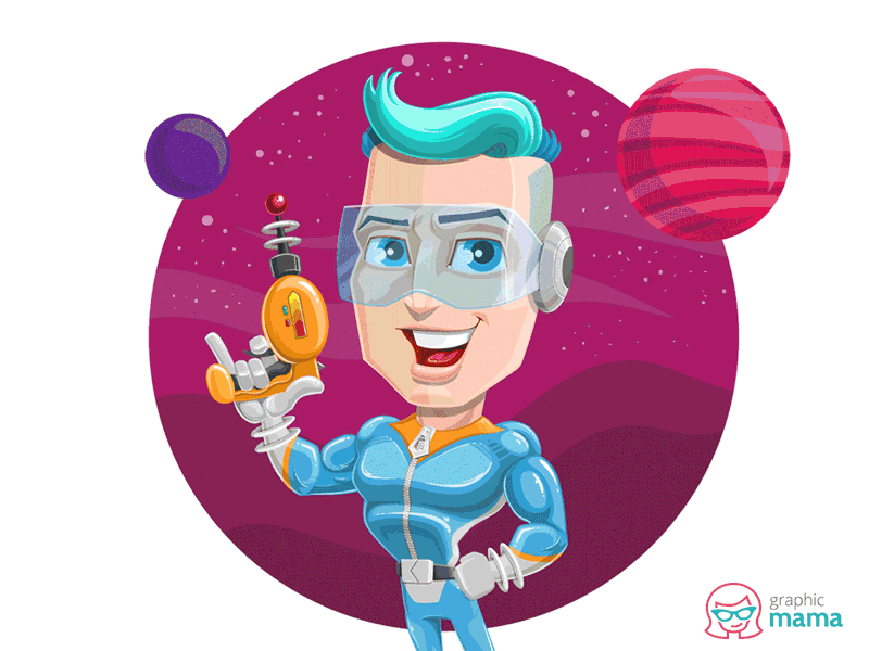 Space Guy from the Future gif cartoon character future gif graphic illustration man planets space vector