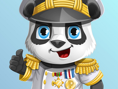 Panda Character Detail captain cartoon character detail education friendly illustration kids panda school thumbsup vector
