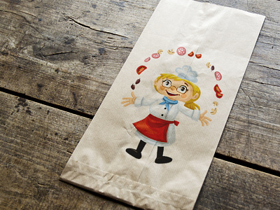 Paper bag with cook illustration