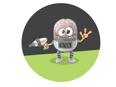 Hello! alien brain cartoon character cute friendly future hello illustration space vector