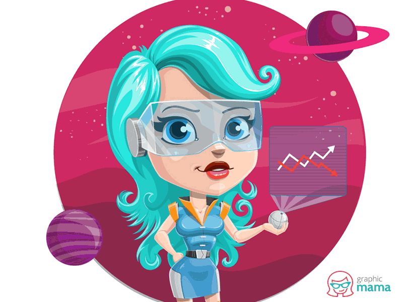 A girl from the future gif attractive colorful cute future girl graphic illustration planets space vector woman