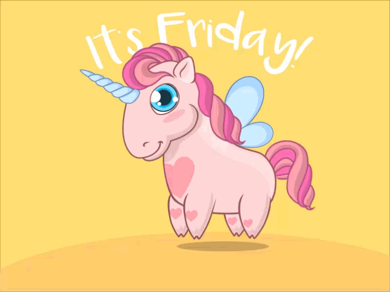 Preparing for the weekend - Unicorn gif! cartoon character cute design friday gif heart pink pony run unicorn weekend