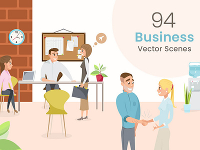 Business Vector Scenes Illustration Bundle bundle business cartoon character collection colorful corporate flat fun graphic illustration illustration art illustrations meeting modern office people scene vector